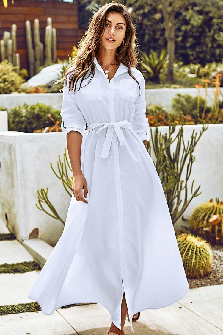 White Maxi Shirt Dress