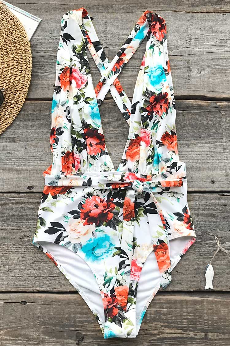 Rose Only Print One-piece Swimsuit