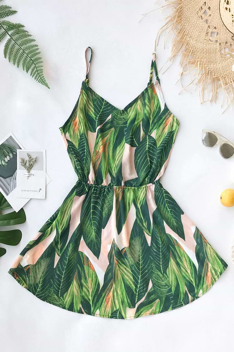 Tropical Dream Banana Leaf Print Dress