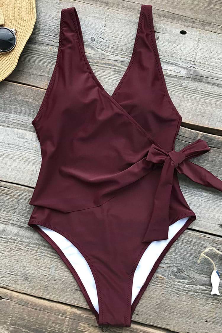 Elegant Dance Solid One-piece Swimsuit