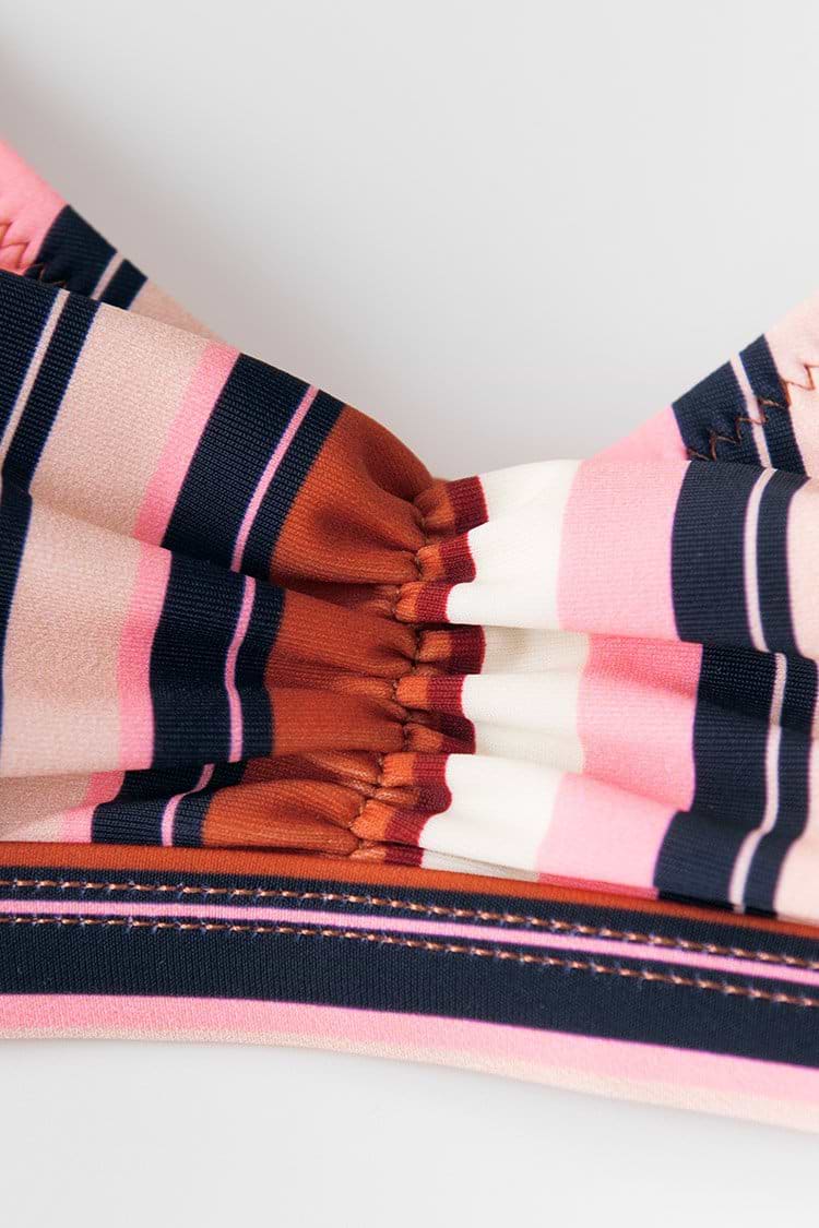Chic Stripe Shirring Bikini