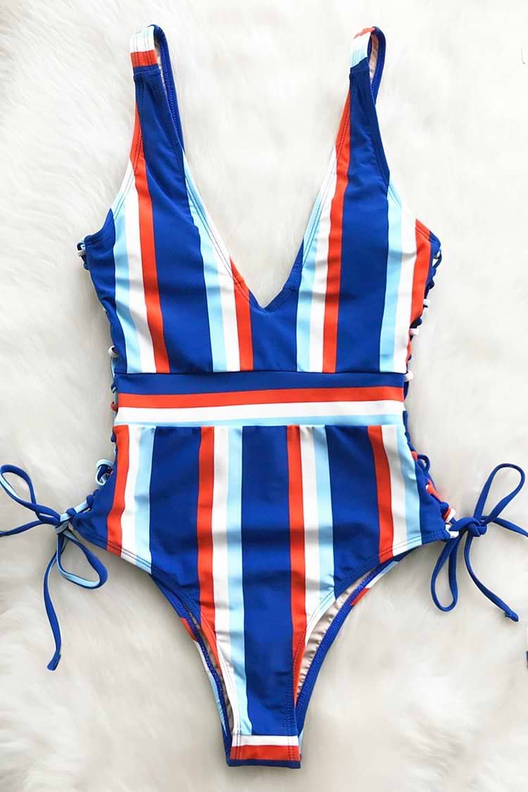 Street Chic Lace Up One-piece Swimsuit