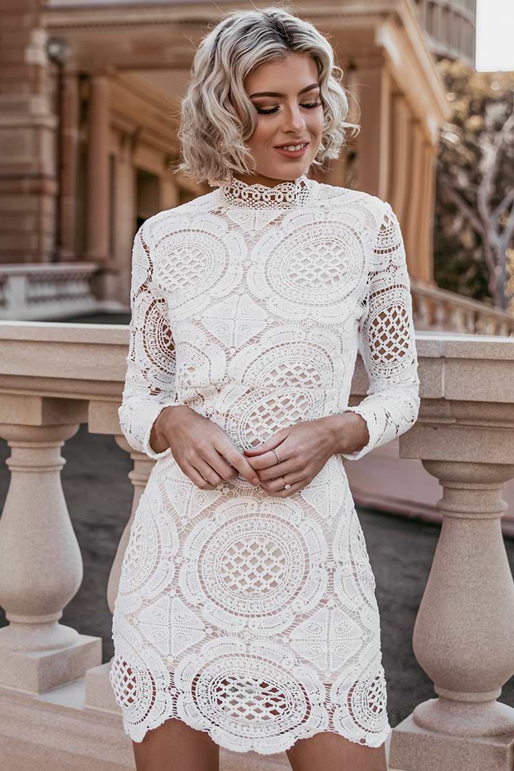 White Lace Mini Dress