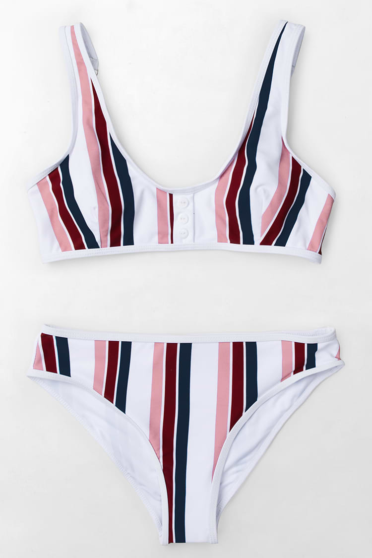 Scoop Neck Striped Bikini