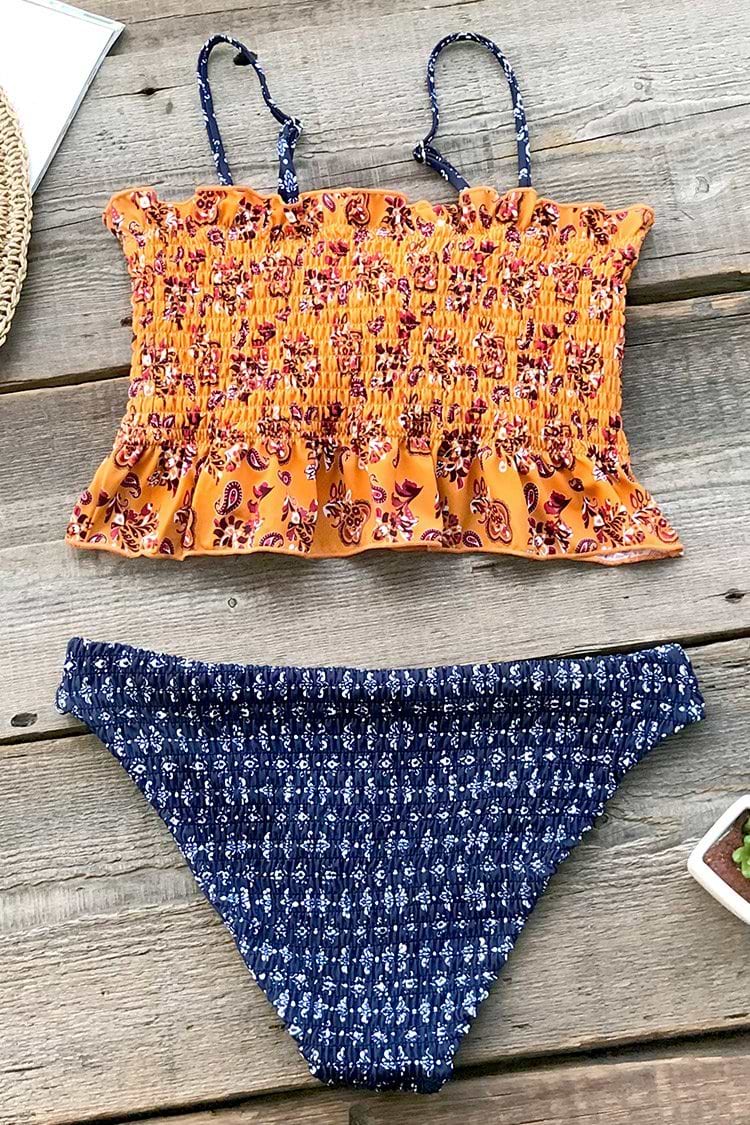 ◆NEW◆CUPSHE◆ Summer ペイズリー Smocked ビキニ セット ◇NEW◇CUPSHE◇ Summer ペイズリー Smocked ビキニ セット