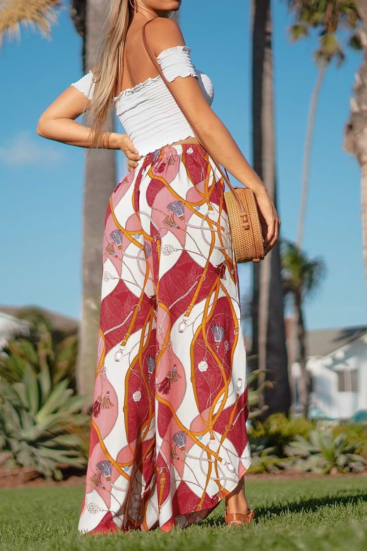 Boho Print Wide Leg Pants