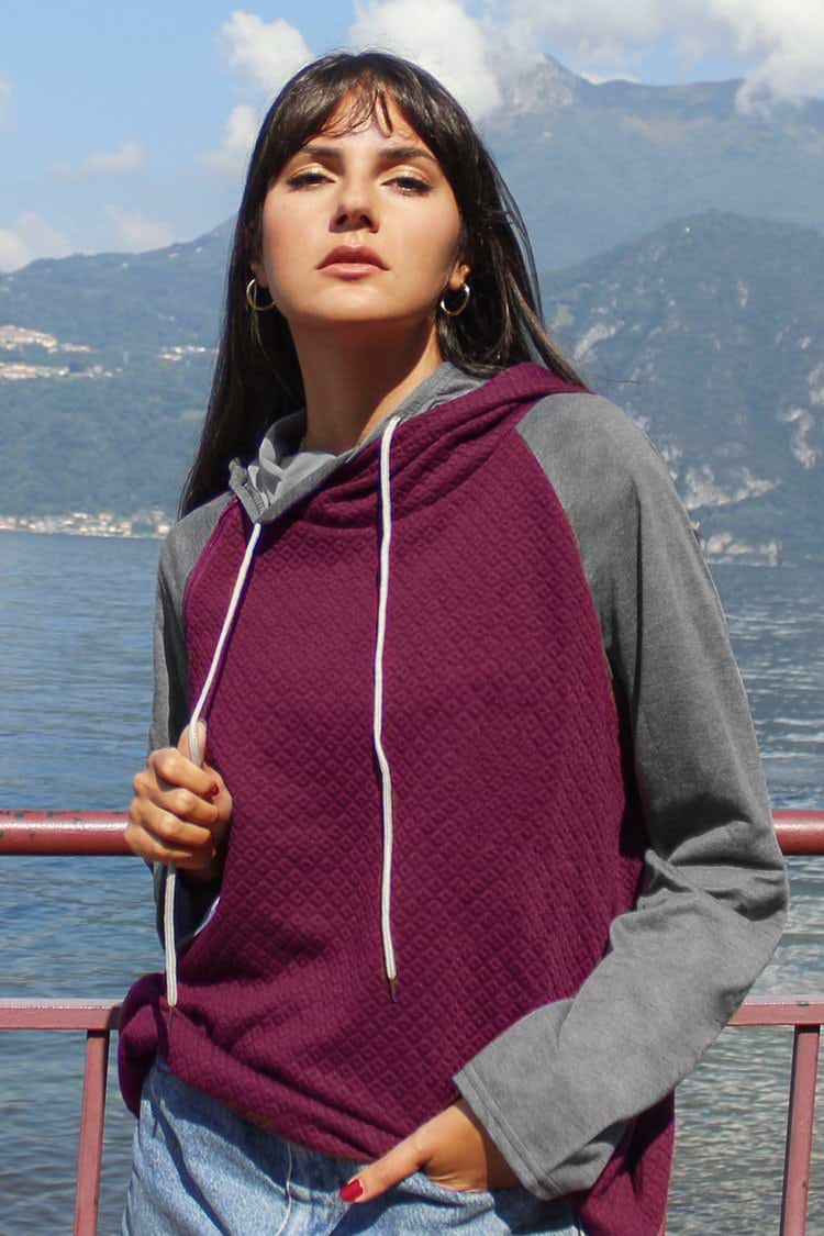 Plum and Grey Colorblocked Hoodie