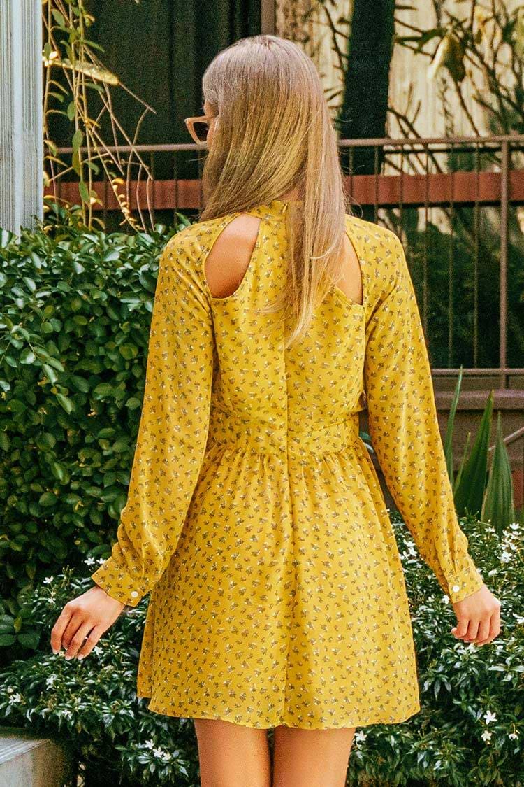 Sweet Yellow Floral Dress