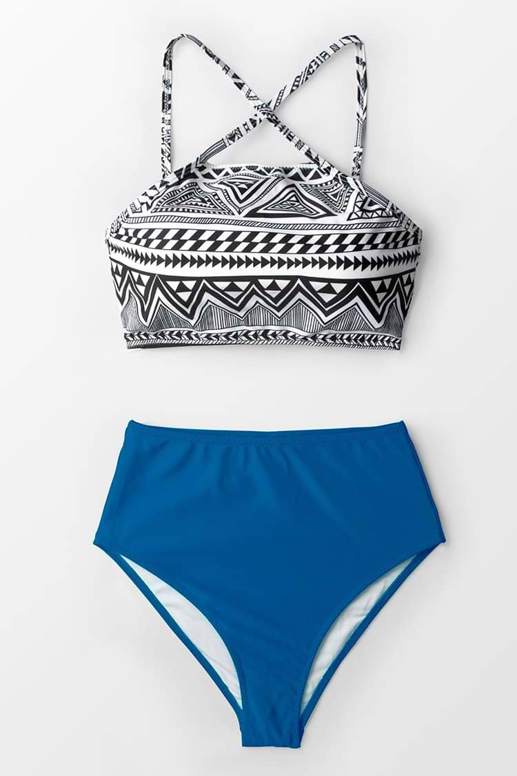 Ocean Blue High-waisted Bikini Bottom