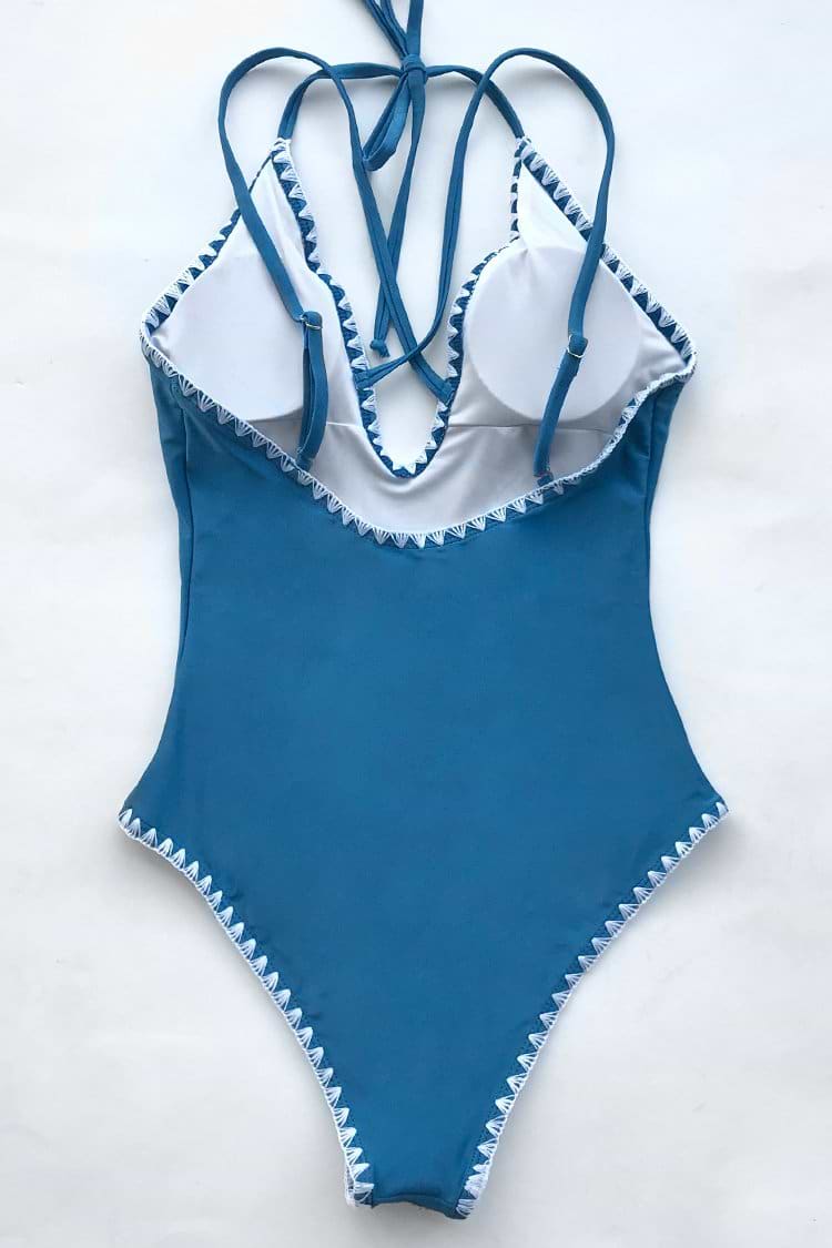 Sapphire Blue Cross One-piece Swimsuit