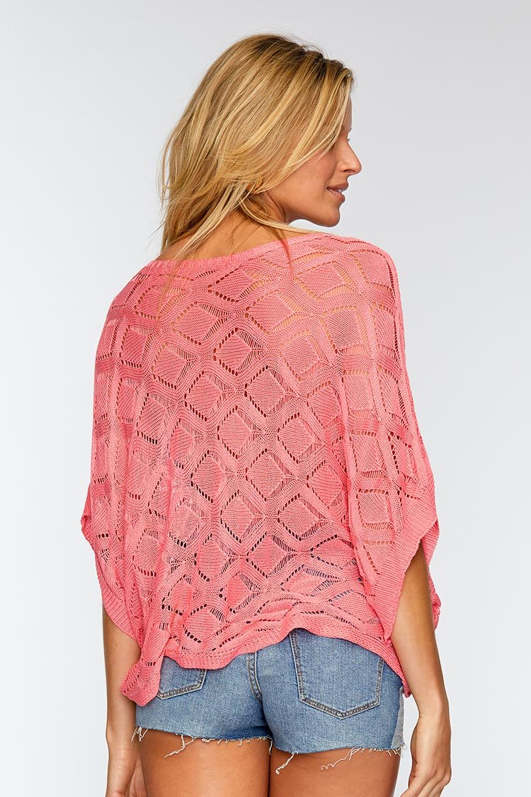 Sweet Pink Knitted Cover Up Top
