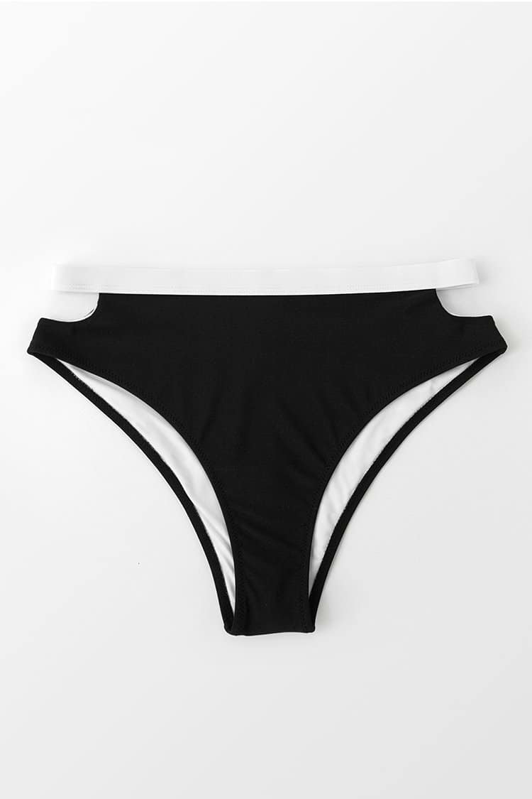 White and Black Cutout Bikini Bottom
