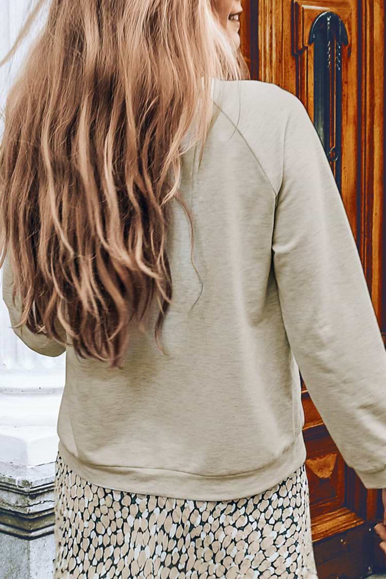 Gray Lace Up Sweater