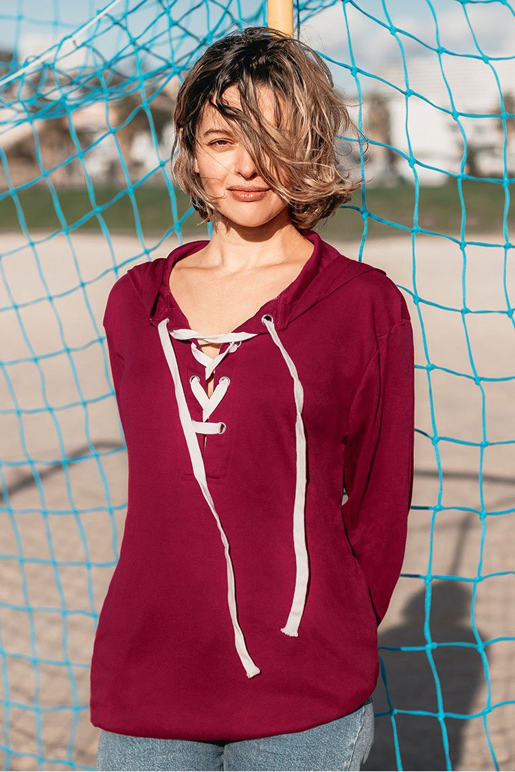 Red Lace Up Hoodie