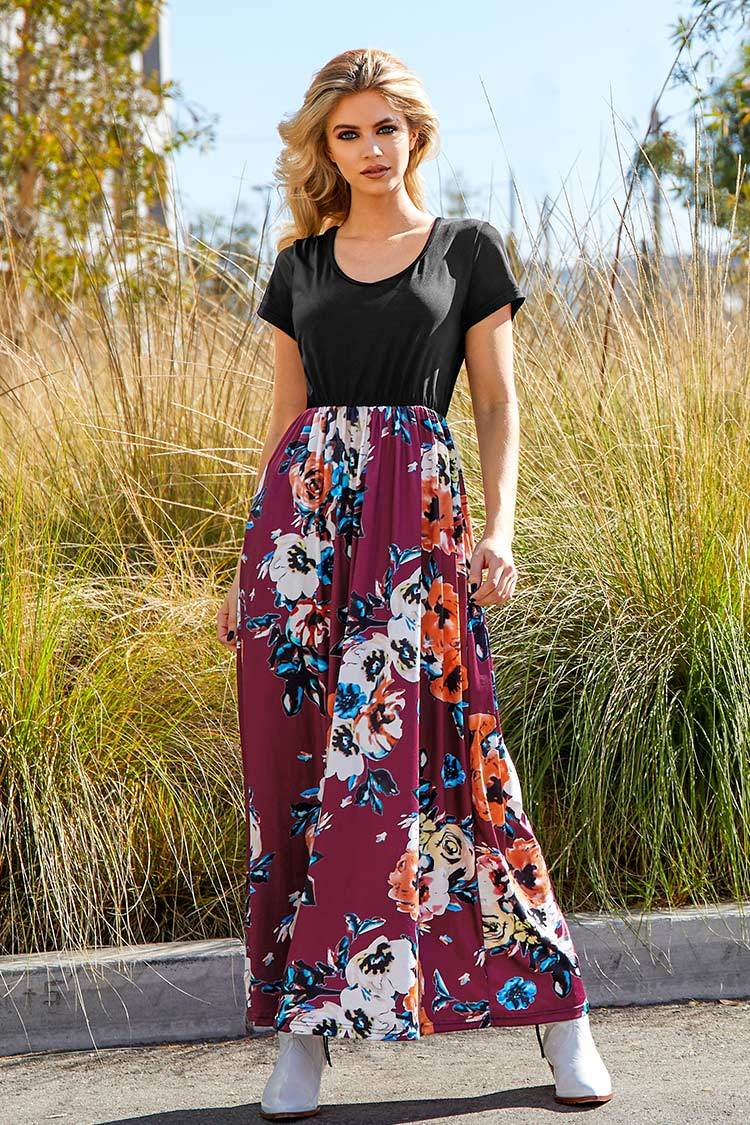 Black and Floral Maxi Dress