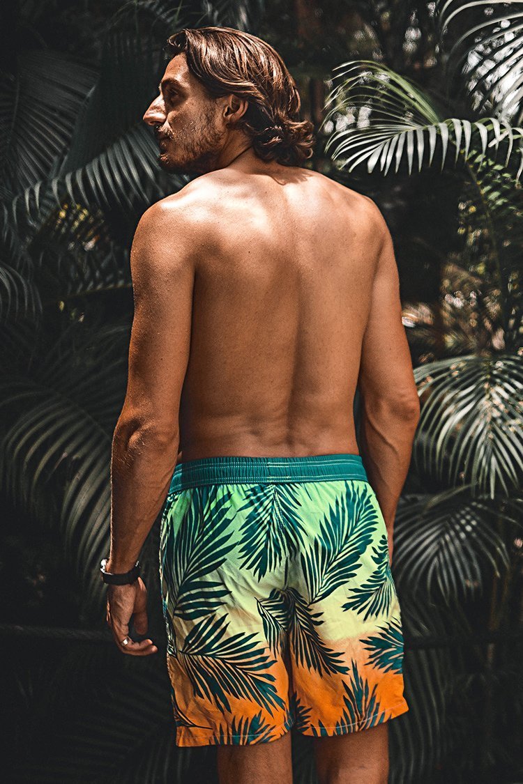 Tropical Palm Print Men's Board Shorts