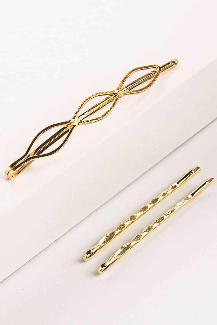 Golden Wavy Hair Clips 3pcs
