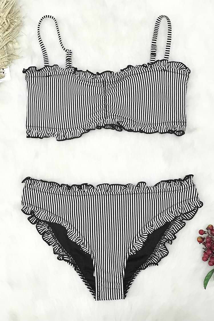 Striped Bikini With Ruffle
