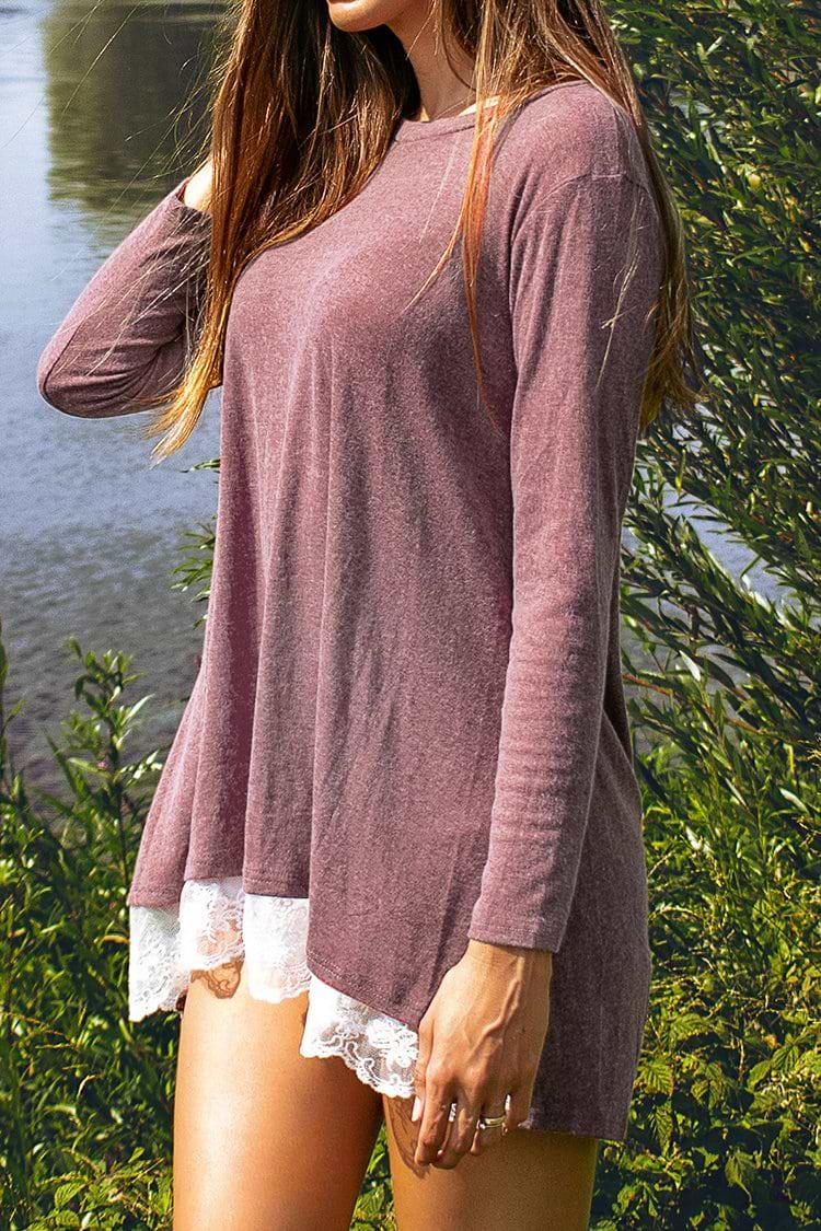 Cameo Long Sleeve Tunic with Lace