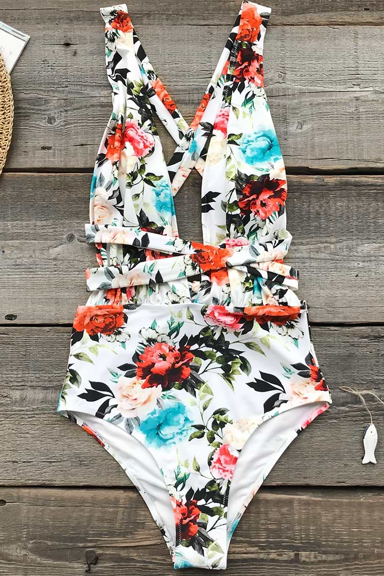 Rose Only Print One-piece Swimsuit