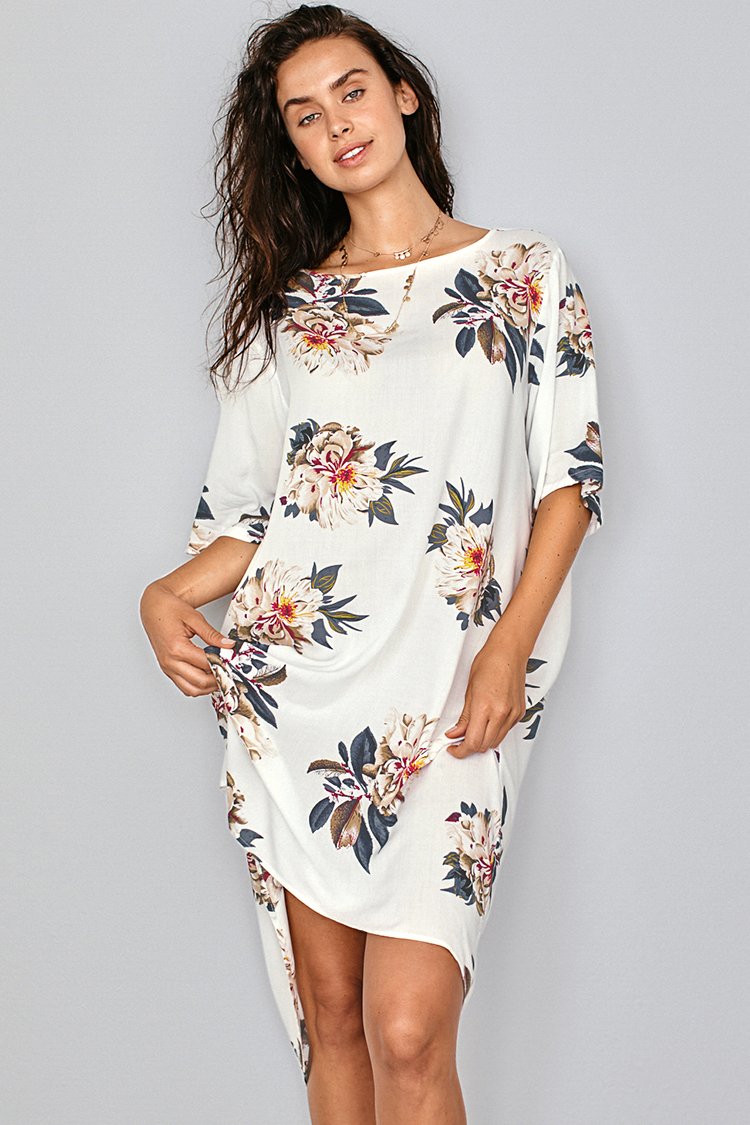 White Floral Shift Dress