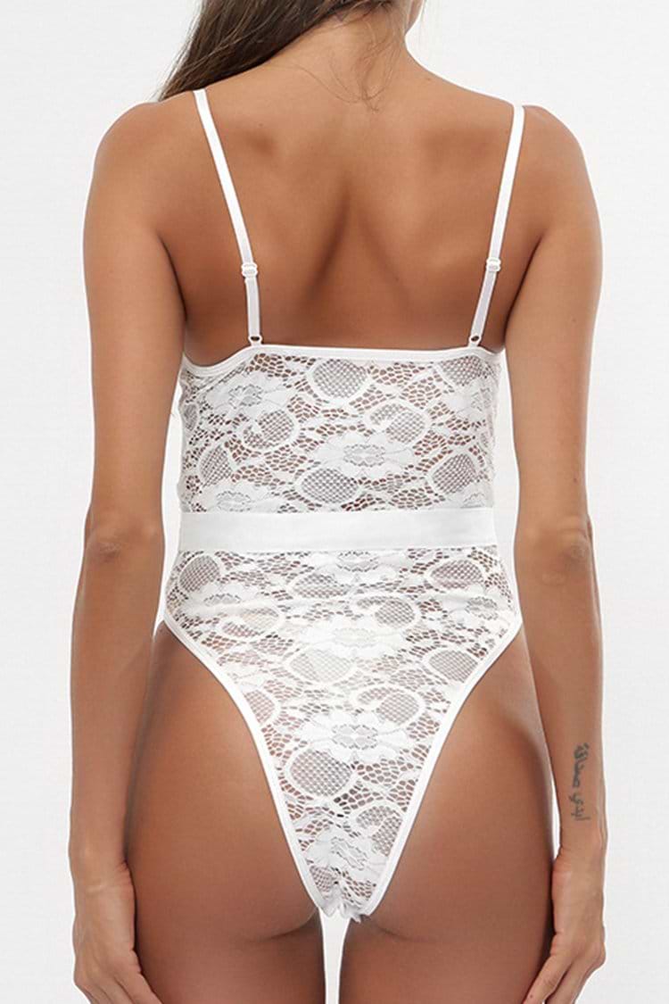 White Lace High-Leg Teddy