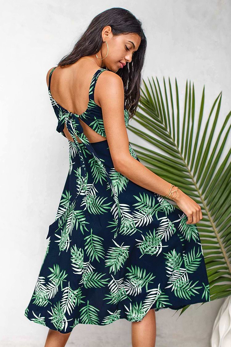 Leafy Print Vest Dress