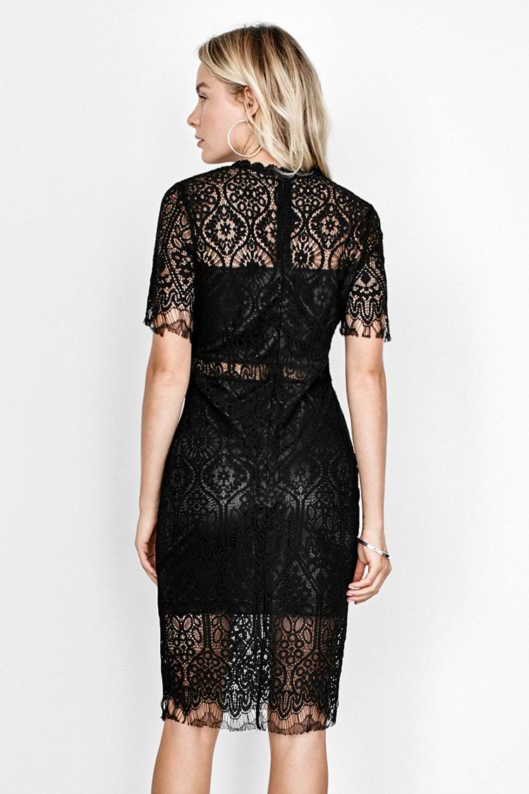 Black Lace Midi Dress