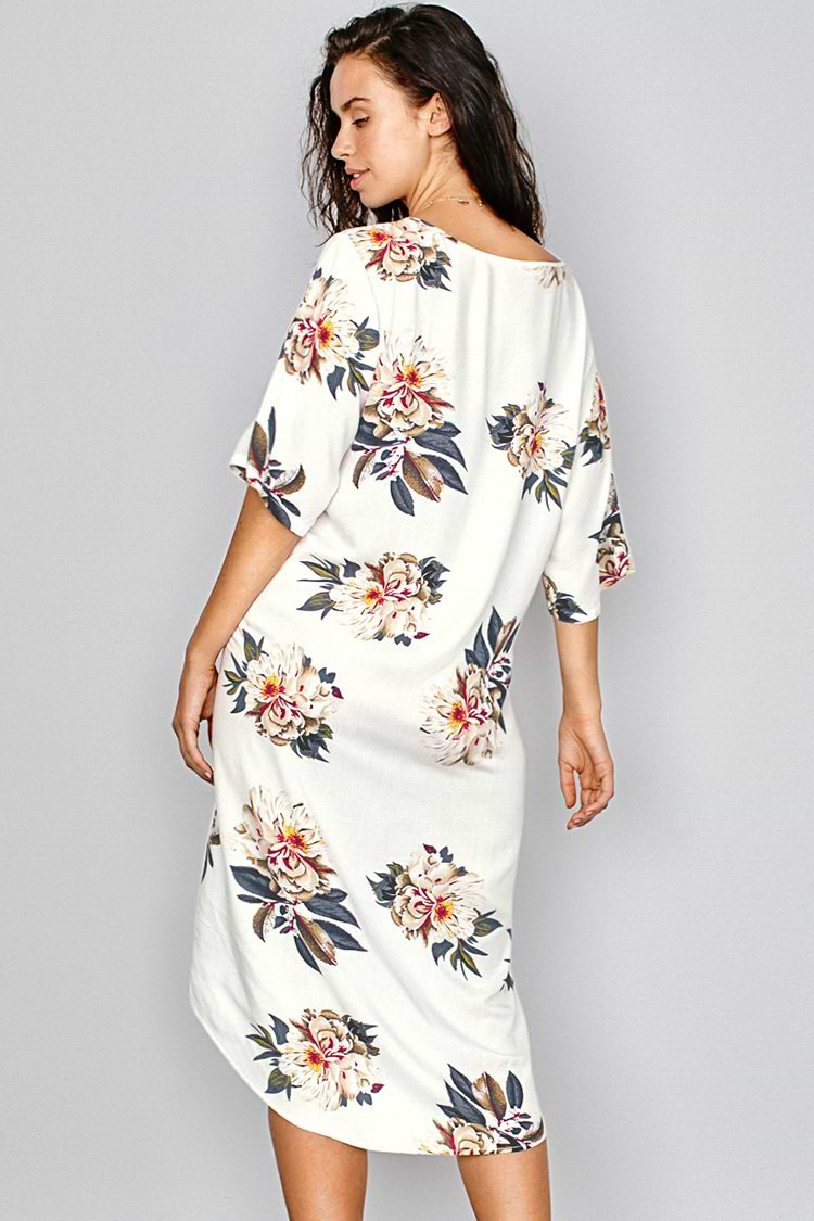 White Floral Shift Dress