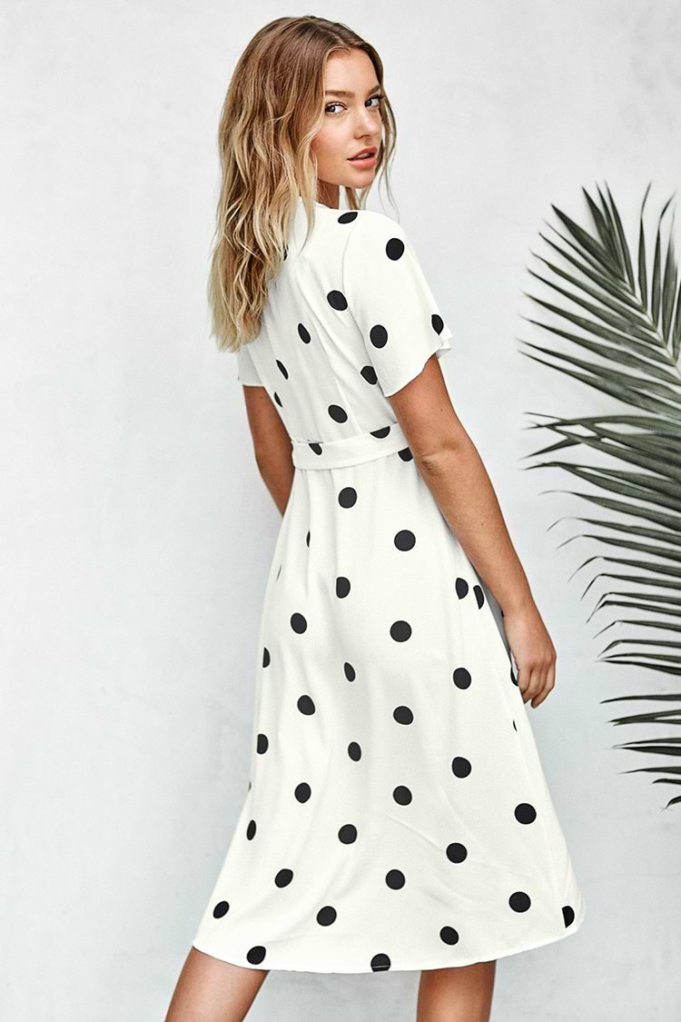 Short Sleeve Polka Dot Dress