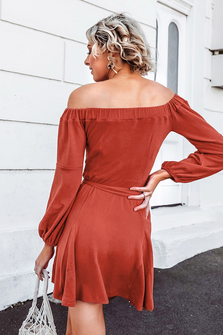 Red Off-The-Shoulder Mini Dress