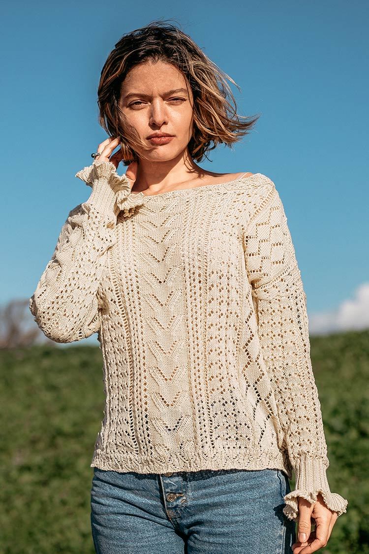 Ruffle Cuff Knit Sweater