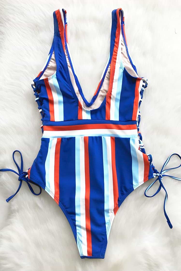 Street Chic Lace Up One-piece Swimsuit