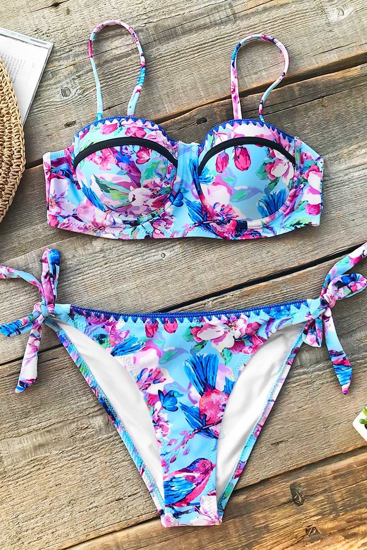 Lark Birds Print Bikini