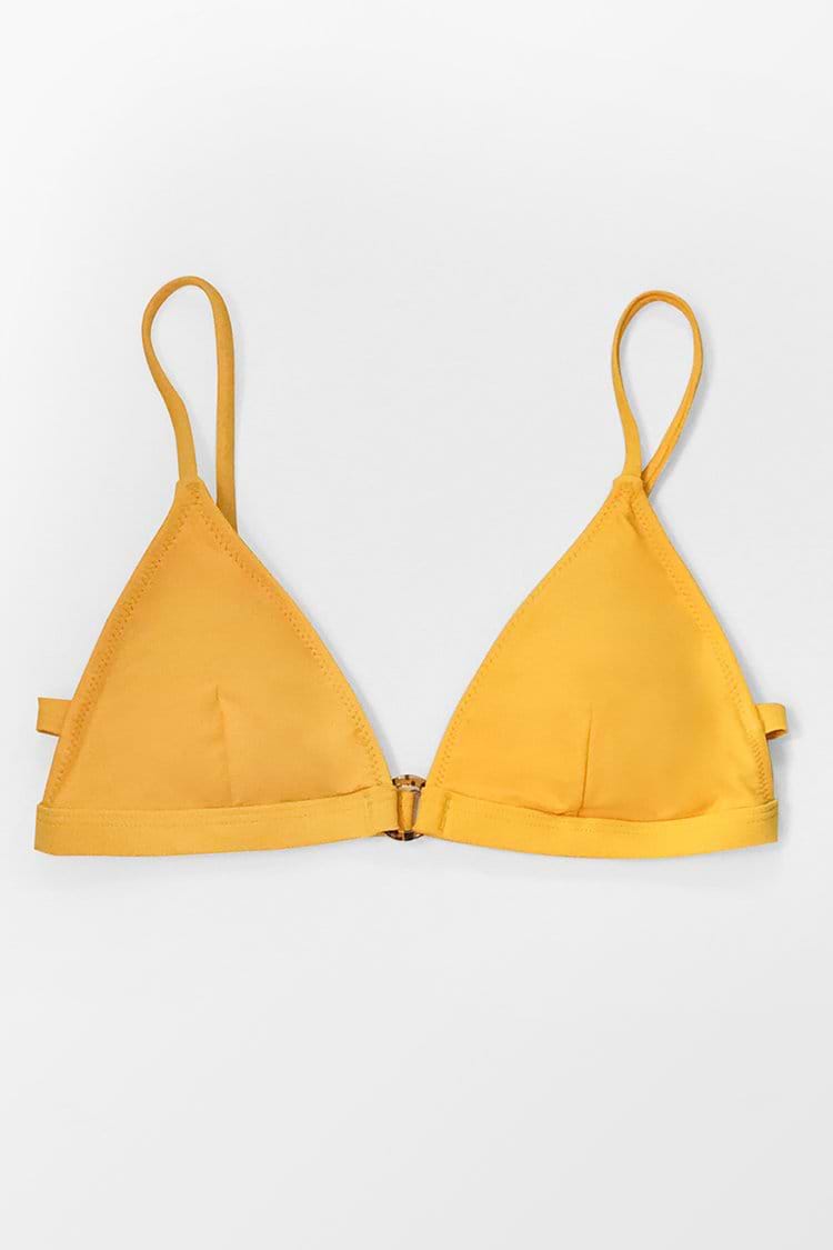 Yellow V-neck Triangle Bikini Top