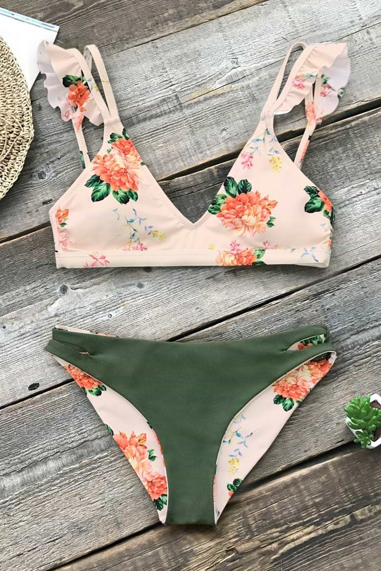 Peony Print Reversible Bikini