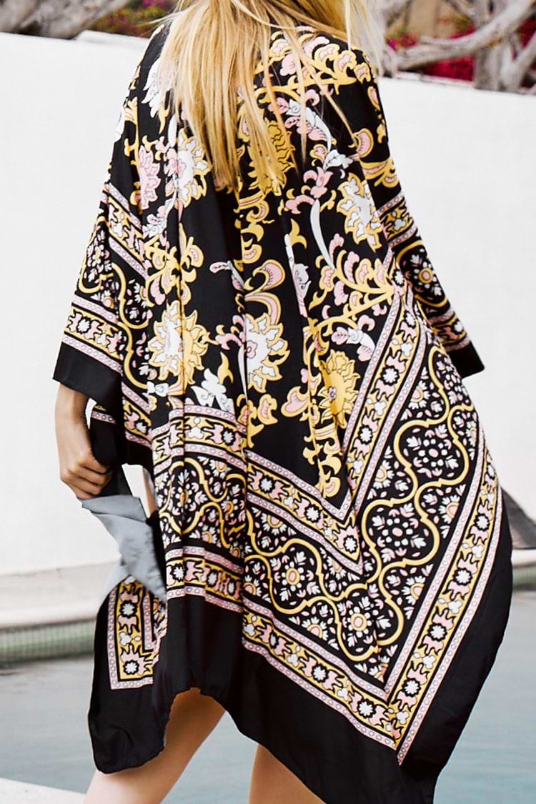 Datura Black and Yellow Print Cover Up