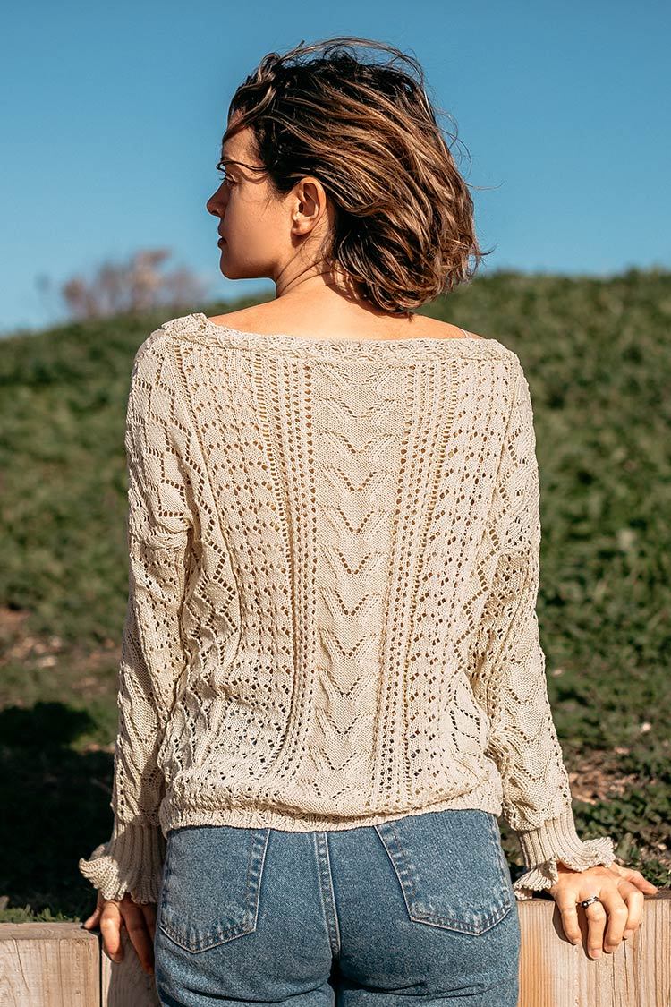 Ruffle Cuff Knit Sweater