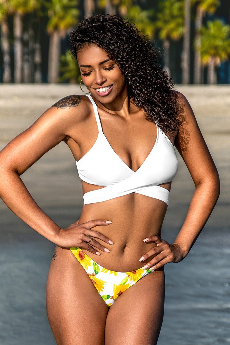 White and Sunflower Bikini