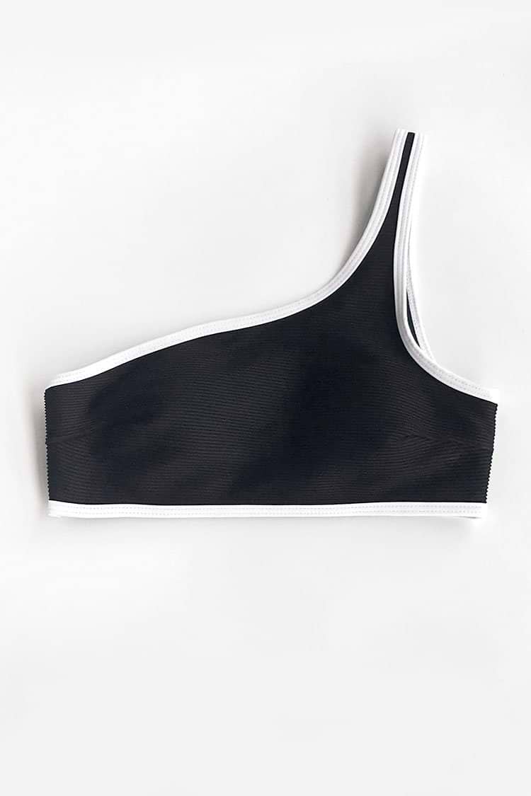Classic Black One shoulder Bikini Top