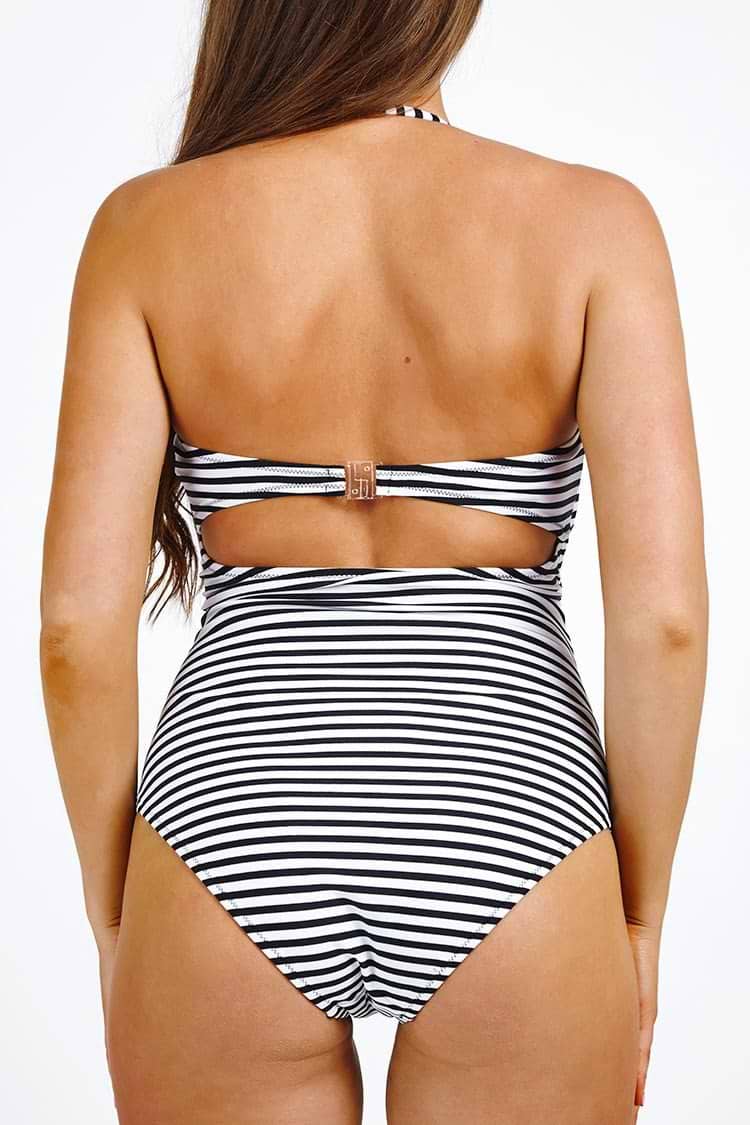 Neat As a Pinstripe Halter One-piece Swimsuit