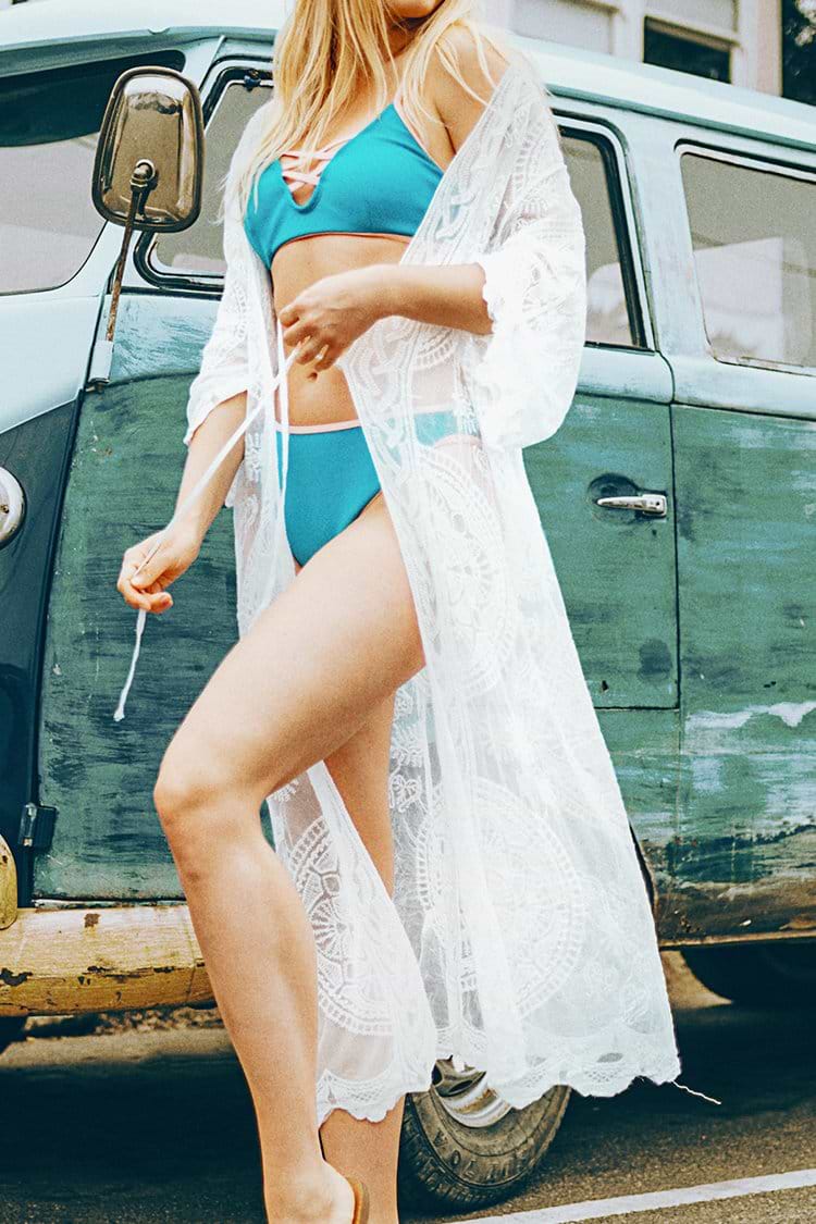White Lace Kimono Cover Up