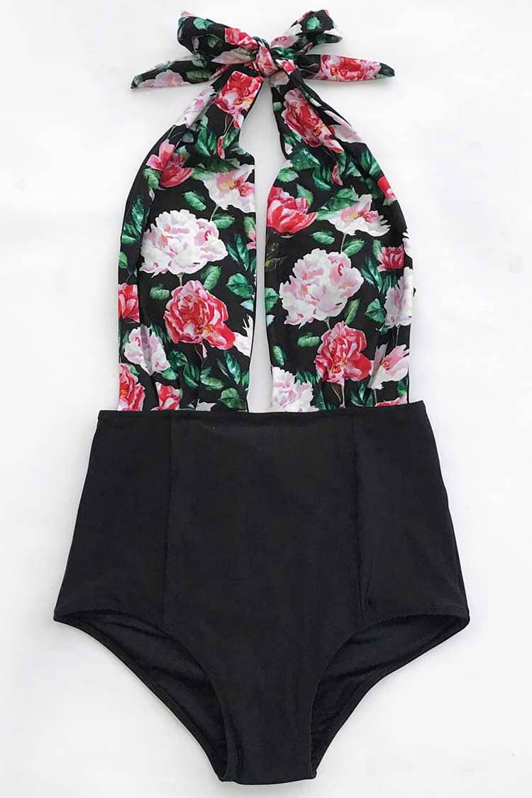 Look Up To Sky Halter One-piece Swimsuit