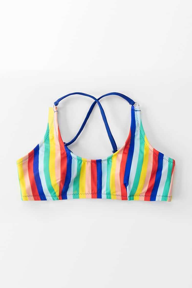 Rainbow Crisscross Back Bikini Top