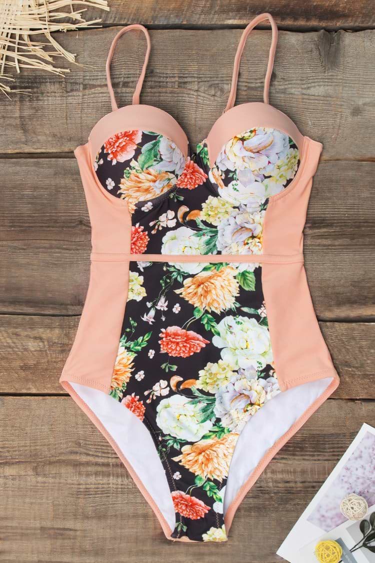 Peachy Floral Molded Cup One-Piece Swimsuit