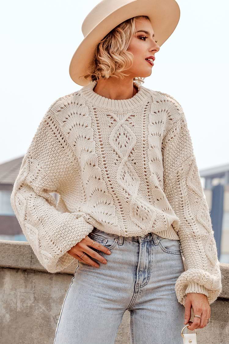 White Oversize Knitted Sweater