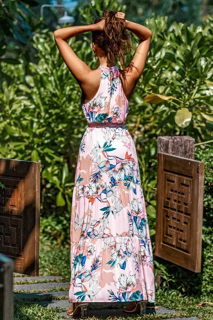 Floral High Neck Maxi Dress