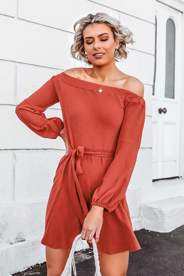 red off the shoulder dress mini Kirsten Off Shoulder Mini Dress
