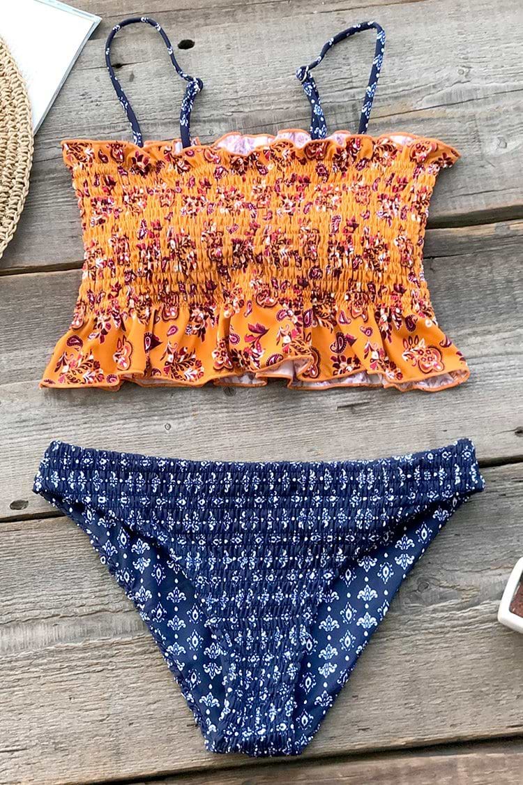 Summer Paisley Smocked Bikini