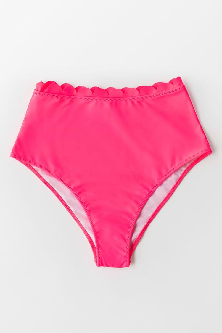 Neon Pink Scalloped Bikini Bottom
